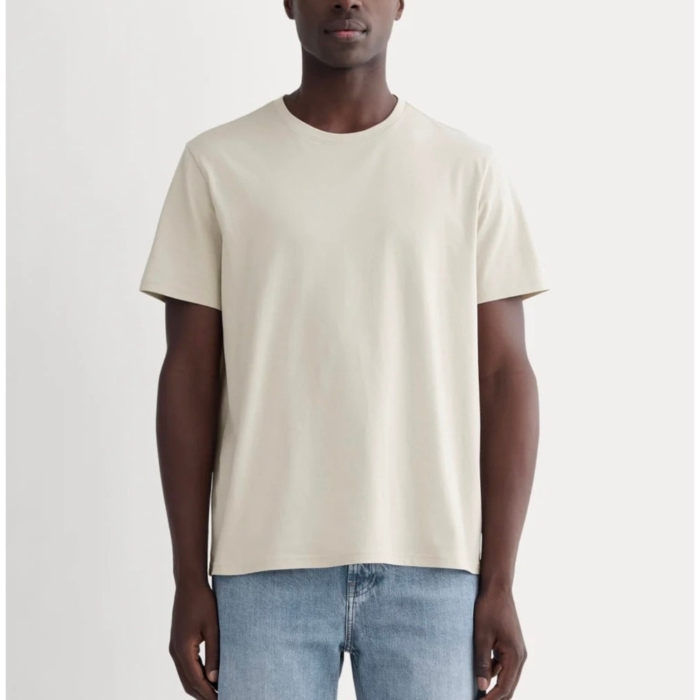 Everlane Uniform Organic Cotton Crew Neck T-Shirt Mens XL Beige Tan Short Sleeve